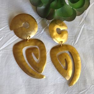 Golden Earrings Geometric Design, Vintage, Ethnic.